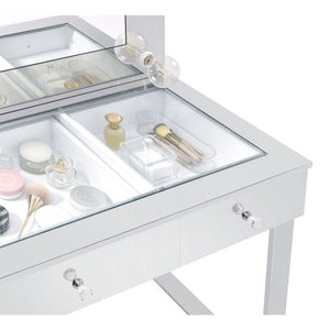 Trevor - 3 Drawer Makeup Vanity Table With Mirror - Chrome