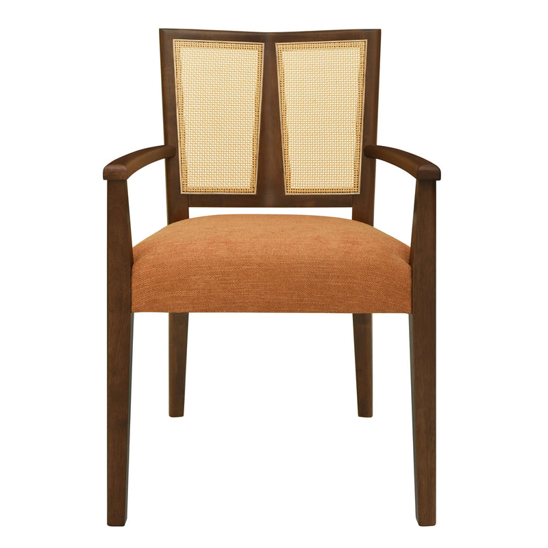 Mid Century Modern Arm Dining Chair Set With Rattan Backrest - R&R Furniture Gallery (Fountain Valley, CA)