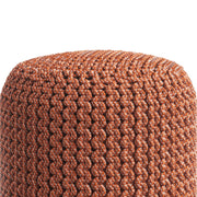 Wynne - Round Knitted Outdoor / Indoor Pouf - Orange - R&R Furniture Gallery (Fountain Valley, CA)