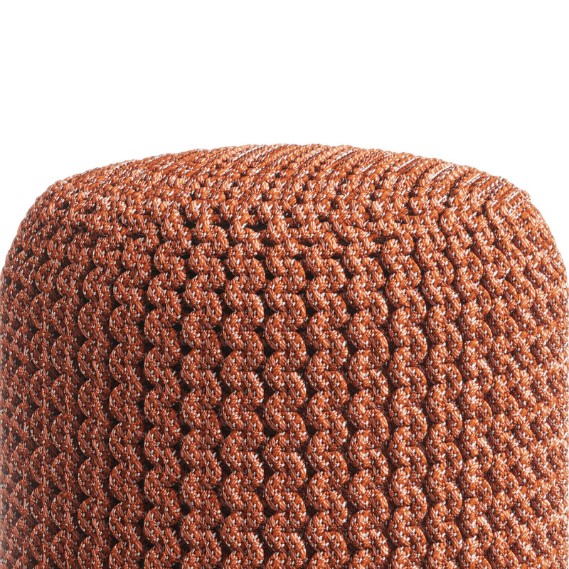 Wynne - Round Knitted Outdoor / Indoor Pouf - Orange - R&R Furniture Gallery (Fountain Valley, CA)