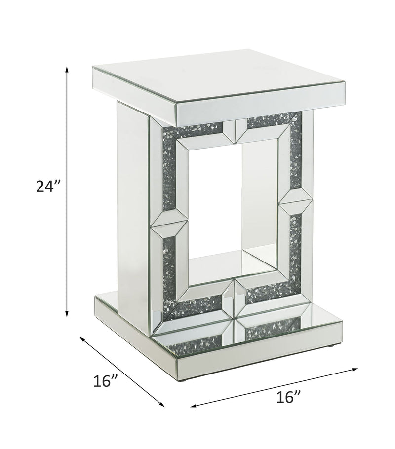 Noralie - 16" Accent Table - Mirrored & Faux Diamonds - R&R Furniture Gallery (Fountain Valley, CA)