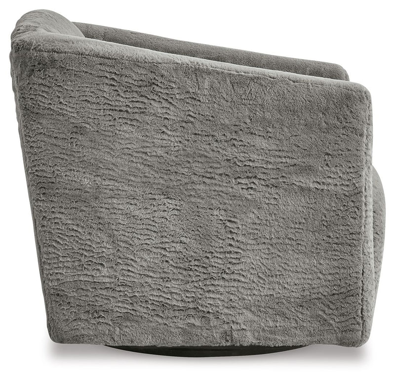 Bramner - Swivel Accent Chair - Charcoal - R&R Furniture Gallery (Fountain Valley, CA)