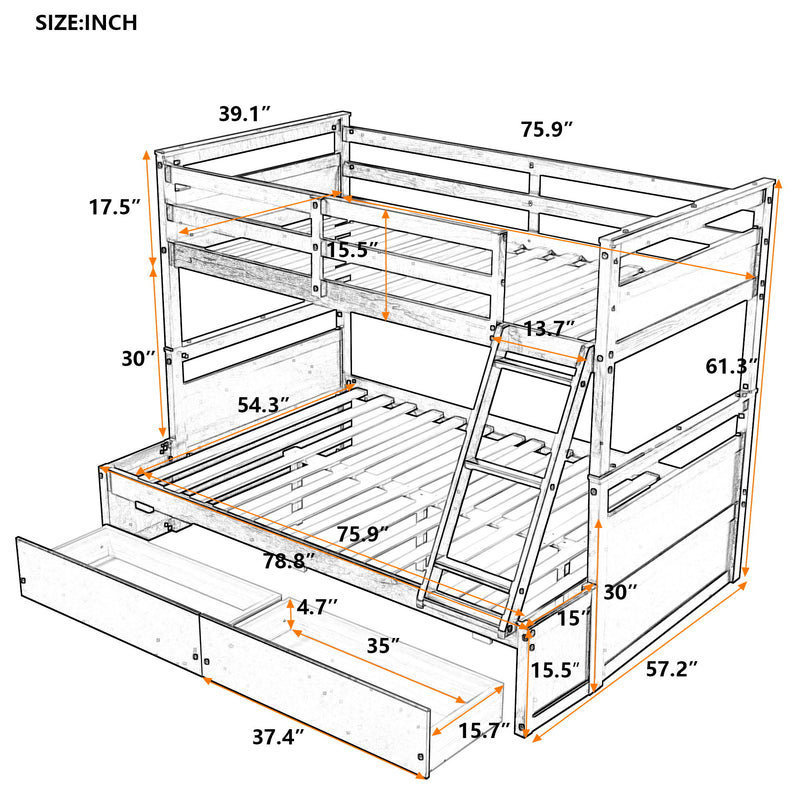 DreamHaus bunk bed with built-in storage, featuring a sturdy frame, ladder, and space-saving design for kids' bedroom.