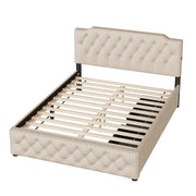 Upholstered Platform Bed With 2 Drawers And 2 Sets Of USB Ports On Each Side, Fabric - R&R Furniture Gallery (Fountain Valley, CA)