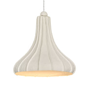 TOV Furniture Looma Cotton Mache Pendant Lamp in off white, hanging pendant lighting with a woven textured design.