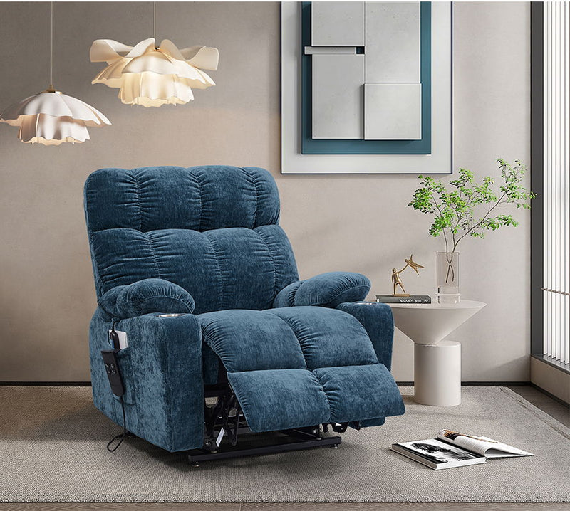 Refined Comfort dual Okin motor lift recliner chair for elderly with infinite position lay flat, heat, and massage features