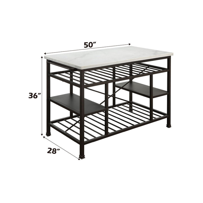 Lanzo - Kitchen Island - Marble Top & Gunmetal