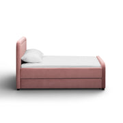 TOV Furniture Briella trundle bed with a sleek design, featuring a pull-out under-bed storage drawer in a modern bedroom setting.