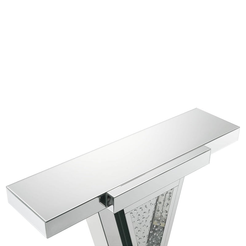 Nysa - 32"H Console Table - Mirrored & Faux Crystals - R&R Furniture Gallery (Fountain Valley, CA)