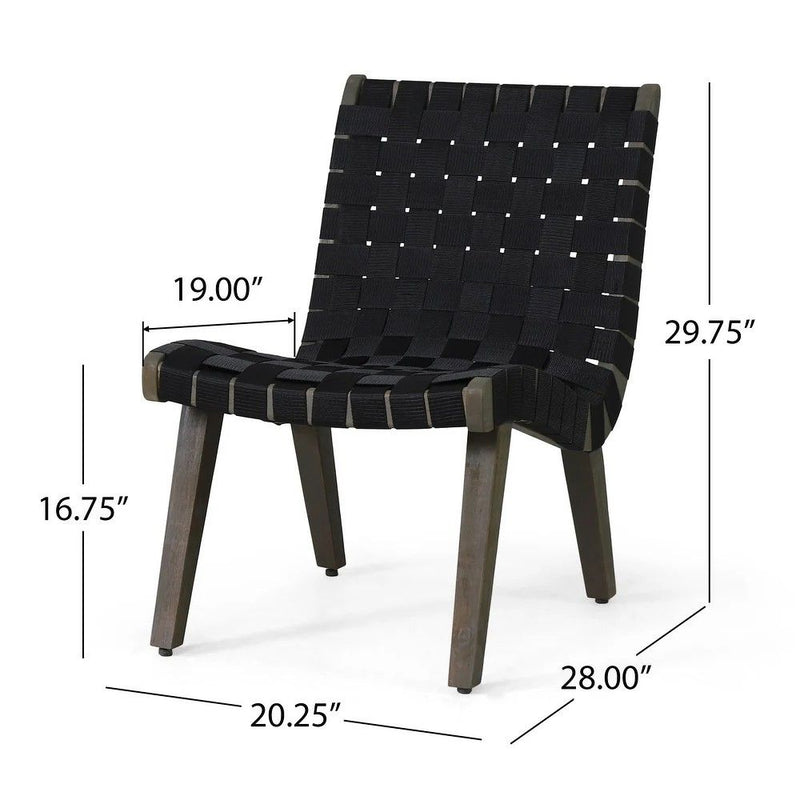 Outdoor Noble House 3-piece rope weave patio seating set with cushioned chairs and table for garden or porch relaxation.