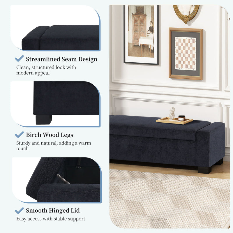 Noble House textured fabric ottoman bench with hinged lid, versatile storage and seating solution for living room or bedroom.