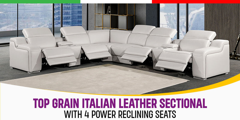 1116 - Power Reclining Italian Leather Sectional - R&R Furniture Gallery (Fountain Valley, CA)