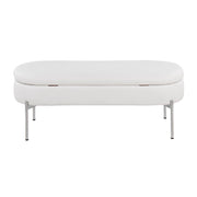 Lumi Source Chloe contemporary glam storage bench with plush cushion and sleek wooden legs, ideal for modern living spaces.