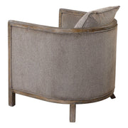 Uttermost Viaggio gray chenille accent chair with curved design and plush upholstery, perfect for modern living spaces.