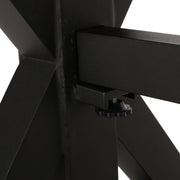 Modern outdoor dining table with X-shaped legs and umbrella hole by Noble House, featuring a sleek rectangular design.