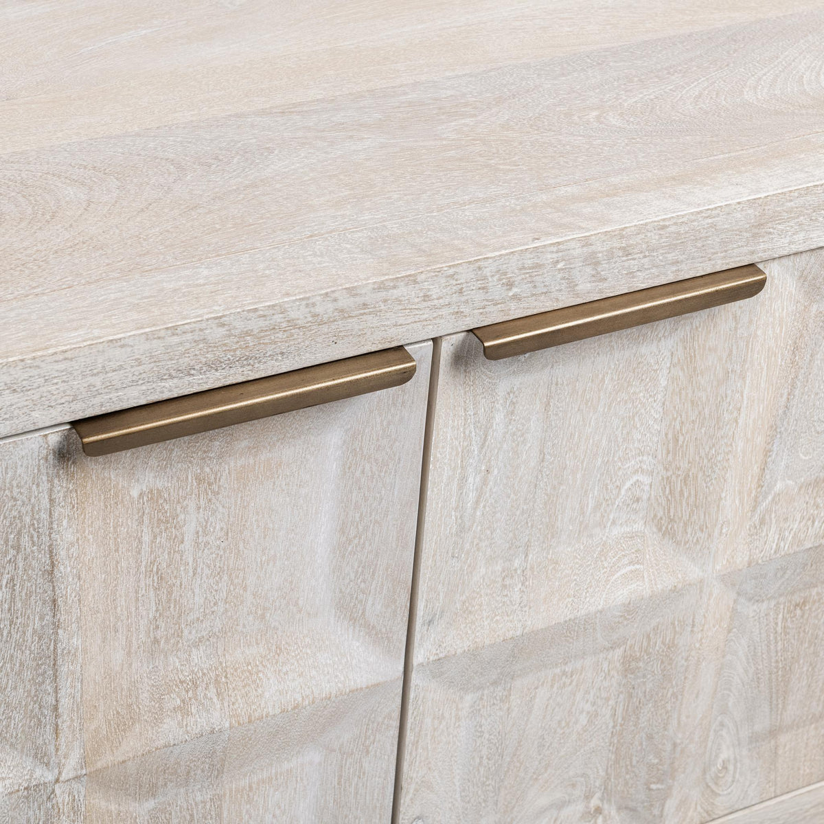 Classic Home Costa 4-door buffet cabinet with wood finish, featuring sleek handles and spacious storage compartments.