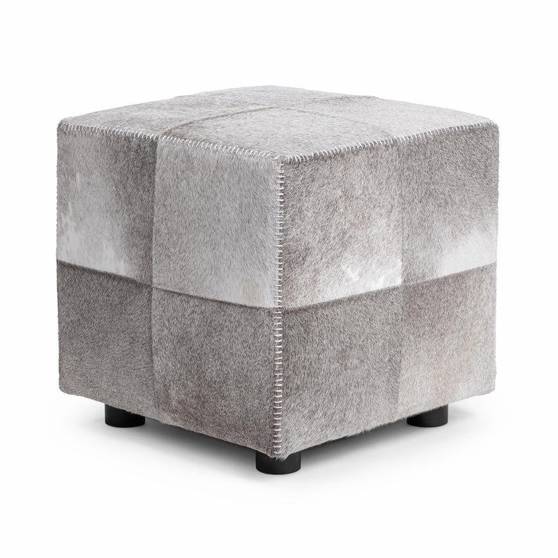 Square Sparrow Gray upholstered ottoman from Classic Home Landyn collection, featuring soft fabric and sturdy wooden legs.