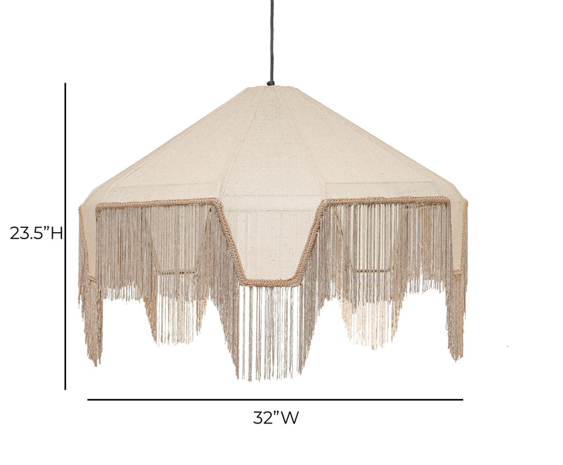 Buchanan - Fabric Fringed Angled Pendant Light - Natural - R&R Furniture Gallery (Fountain Valley, CA)