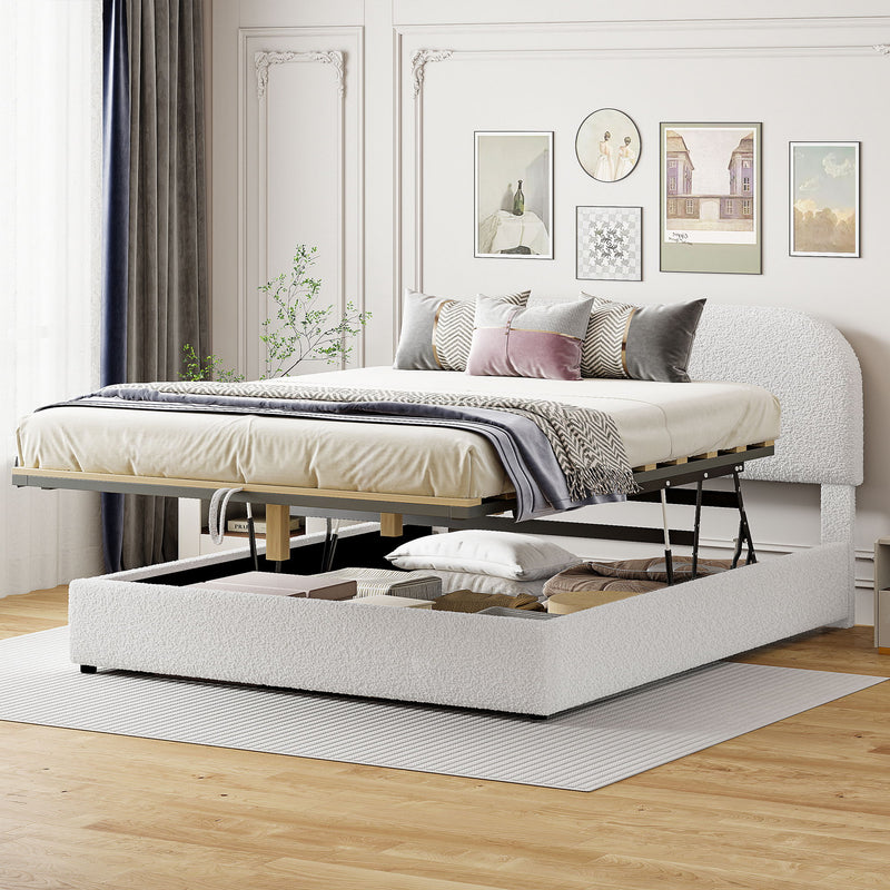Upholstered Platform Bed With Hydraulic Storage System - R&R Furniture Gallery (Fountain Valley, CA)