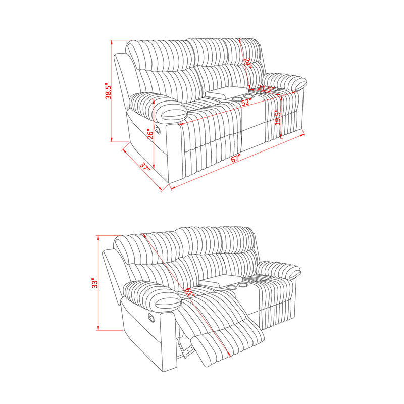 Bruni - Console Reclining Loveseat With Manual Recline - R&R Furniture Gallery (Fountain Valley, CA)