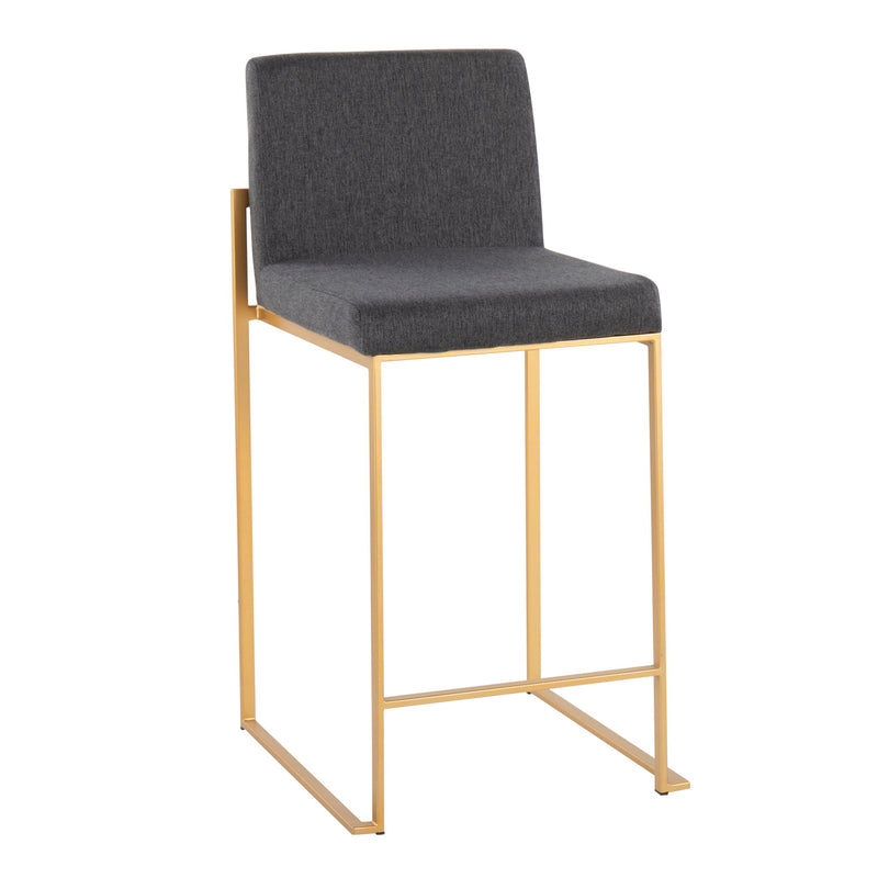 Lumi Source Fuji high back contemporary counter stool with stylish design and wooden legs, perfect for modern kitchen or bar area.