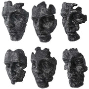 Set of six Uttermost self-portrait mask wall decor pieces featuring artistic face designs on textured backgrounds.