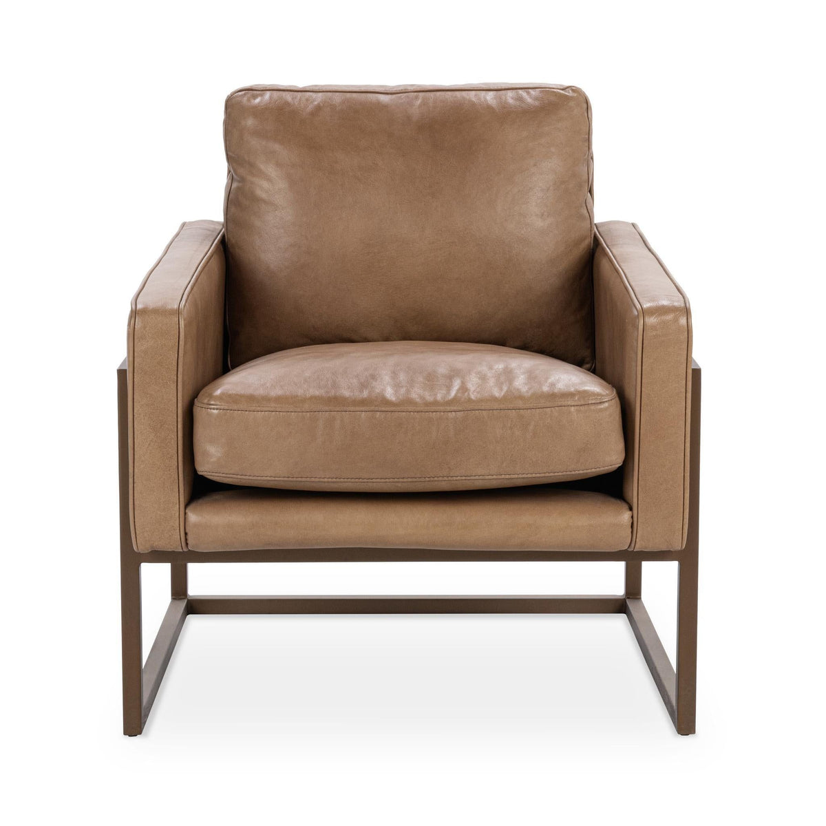 Classic Home Ken club chair with upholstered seat and backrest, shown from the front angle