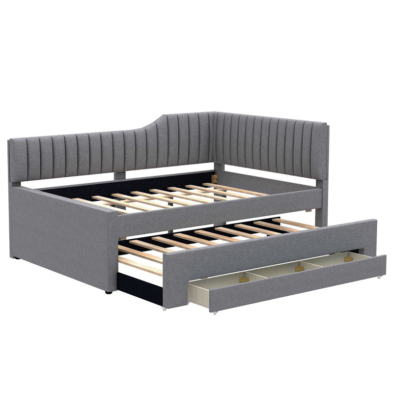 Upholstered Daybed With Trundle And 3 Drawers - R&R Furniture Gallery (Fountain Valley, CA)