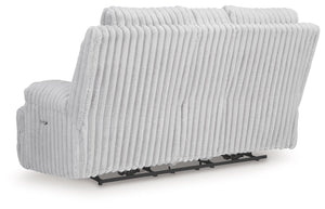 Rhines Falls - Double Reclining Power Loveseat With Console - Alloy - R&R Furniture Gallery (Fountain Valley, CA)