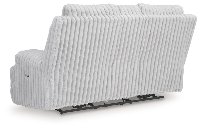Rhines Falls - Double Reclining Power Loveseat With Console - Alloy - R&R Furniture Gallery (Fountain Valley, CA)