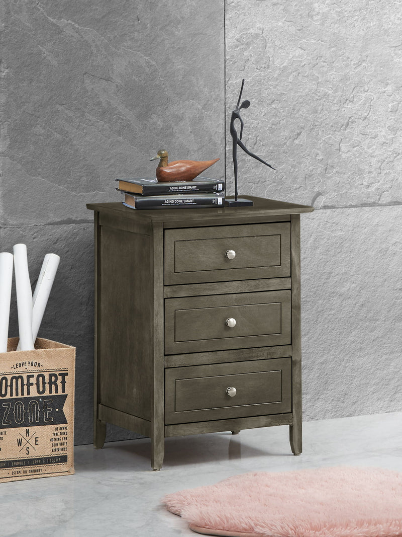 Glory Furniture Dove Tailed Drawers 3 Drawer Accent Nightstand with wooden finish and modern design for bedroom decor.