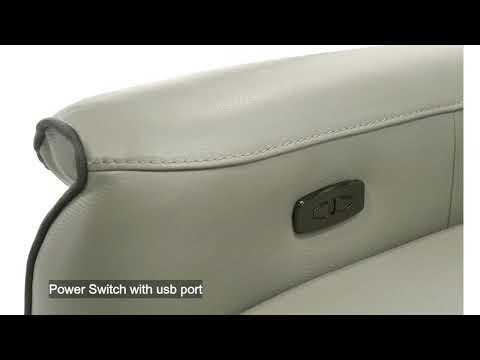 Jayke - Power Motion Sectional Sofa - Light Gray Top Grain Leather Match - R&R Furniture Gallery (Fountain Valley, CA)