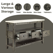 Merel - Server - White Marble Top & Gray Oak - R&R Furniture Gallery (Fountain Valley, CA)