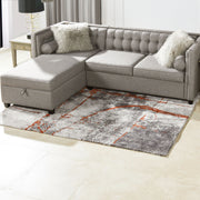 Quarry - 5' X 6.5' Abstract Area Rug - Gray / Orange - R&R Furniture Gallery (Fountain Valley, CA)