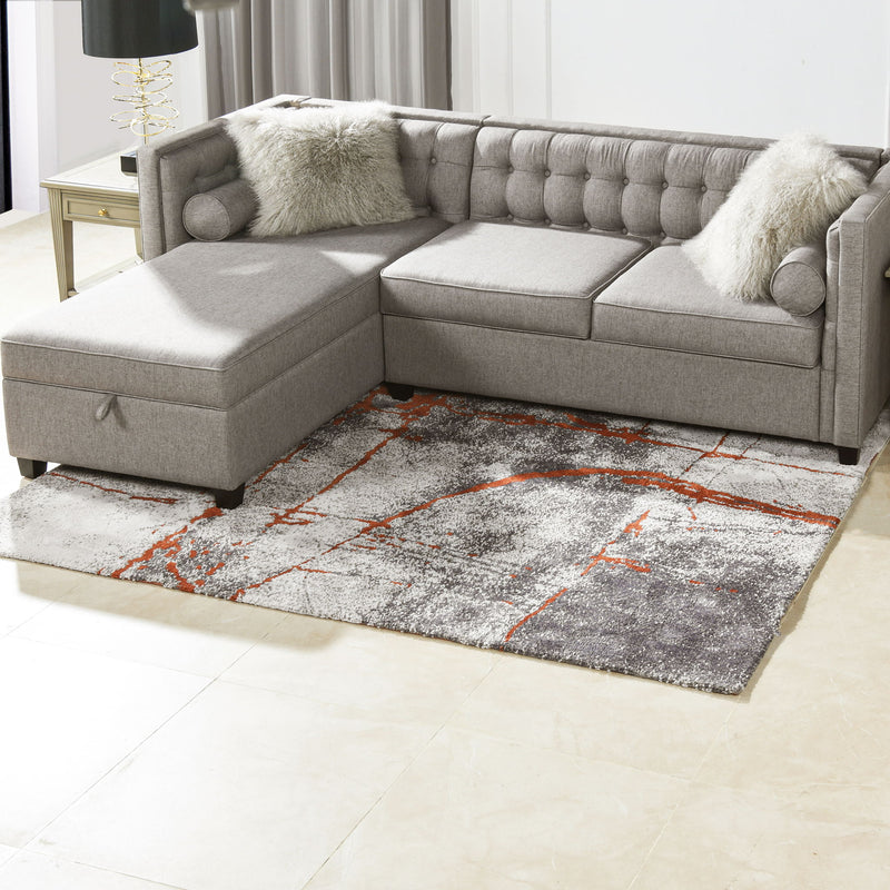 Quarry - 5' X 6.5' Abstract Area Rug - Gray / Orange - R&R Furniture Gallery (Fountain Valley, CA)