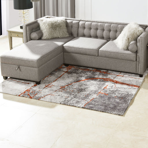 Quarry - 5' X 6.5' Abstract Area Rug - Gray / Orange - R&R Furniture Gallery (Fountain Valley, CA)