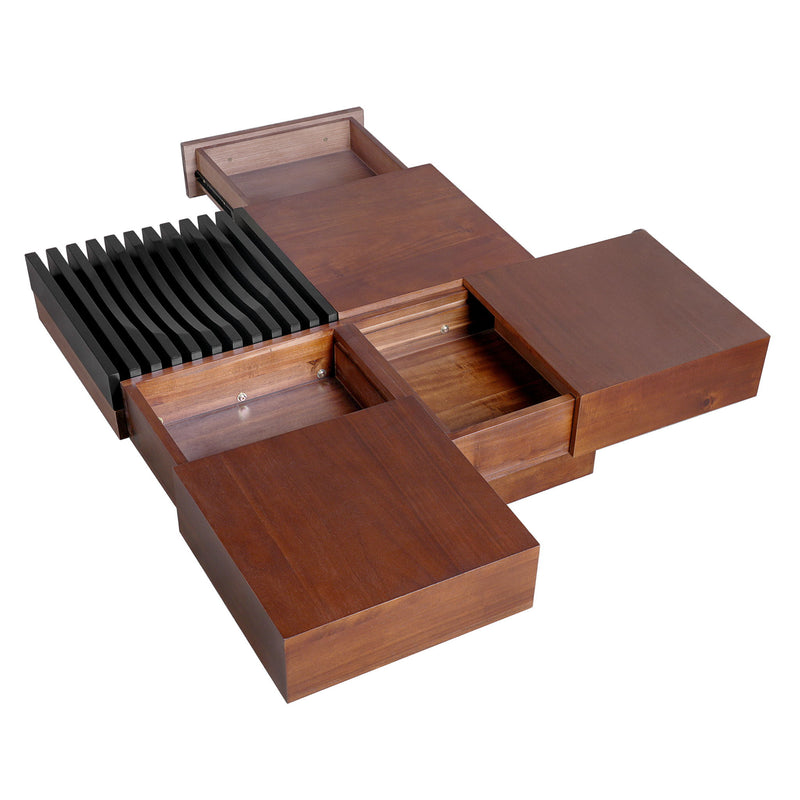 Italian Retro Inspired Acacia Wood Storage Coffee Table - Brown / Black - R&R Furniture Gallery (Fountain Valley, CA)