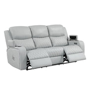 Elonzo - Power Motion Sofa With LED, Power Headrest & Speaker - Light Gray - R&R Furniture Gallery (Fountain Valley, CA)