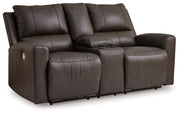 Boxmere - Dbl Power Reclining Loveseat with Console - Storm - R&R Furniture Gallery (Fountain Valley, CA)