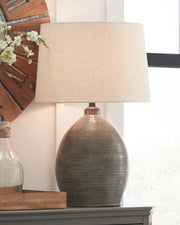 Joyelle - Terracotta Table Lamp  - Gray - R&R Furniture Gallery (Fountain Valley, CA)