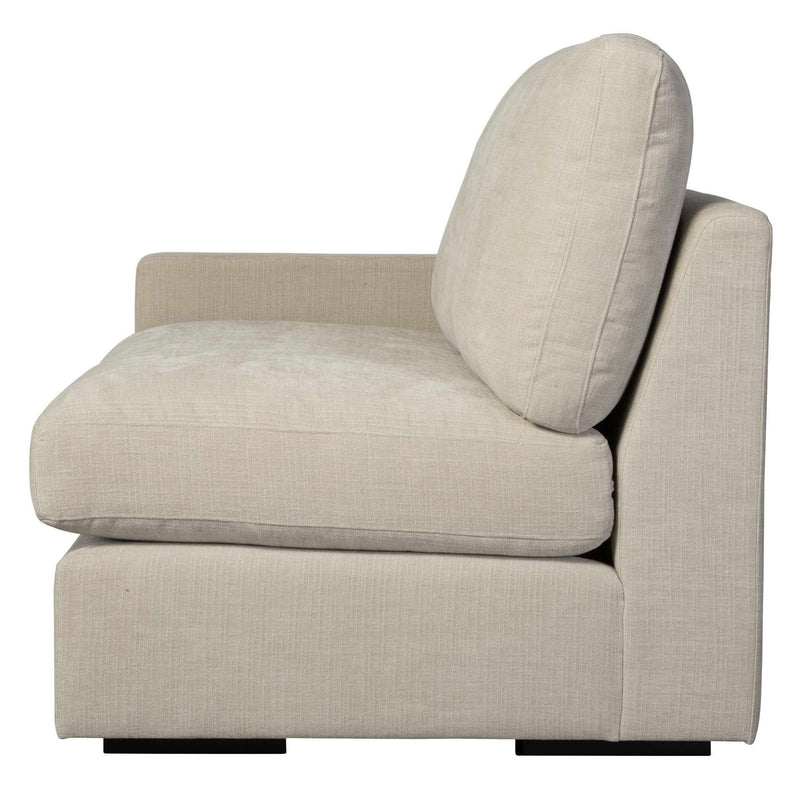 Uttermost Refuge sofa chaise with plush fabric and modern design, shown in a stylish living room setting.