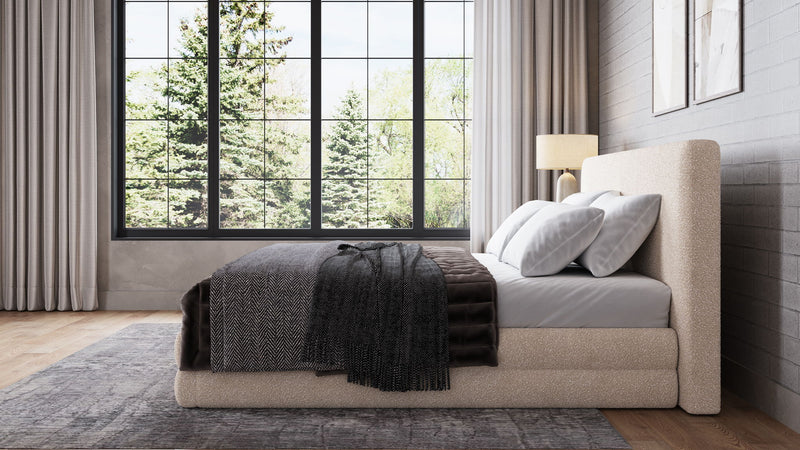 Maya King-size Upholstered Platform Bed in Brun Boucle (2026)