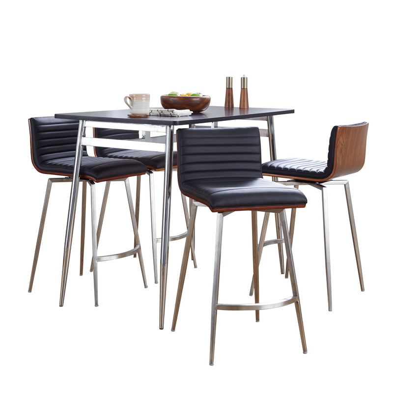 Lumi Source Marcel Mason 5-piece swivel contemporary counter height dining set with four chairs and a round table.