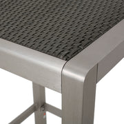 Outdoor 43" Aluminum Bar Table With Rattan Table Top - Gray / Silver - R&R Furniture Gallery (Fountain Valley, CA)