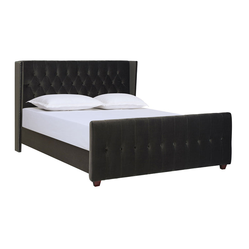 David - King Tufted Wingback Bed - Dark Charcoal Gray - R&R Furniture Gallery (Fountain Valley, CA)