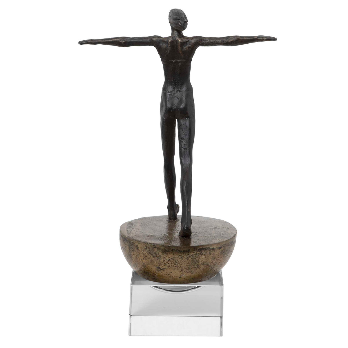 Woman Finding Balance - Sculpture - Black / Brass