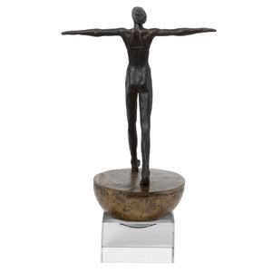 Woman Finding Balance - Sculpture - Black / Brass