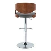 Set of two Lumi Source Pino mid-century modern adjustable barstools with swivel seats and rounded T-footrests