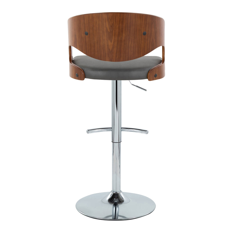 Set of two Lumi Source Pino mid-century modern adjustable barstools with swivel seats and rounded T-footrests