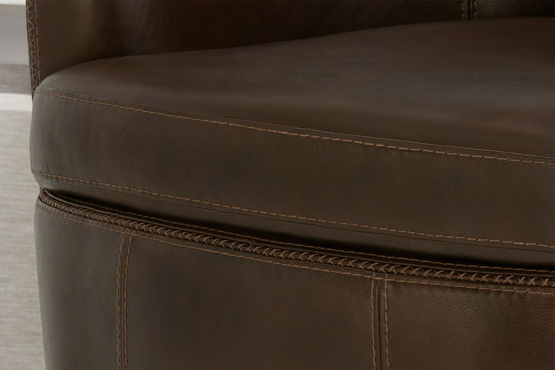 Barolo - 100% Italian Leather Swivel Club Chair (Set of 2)